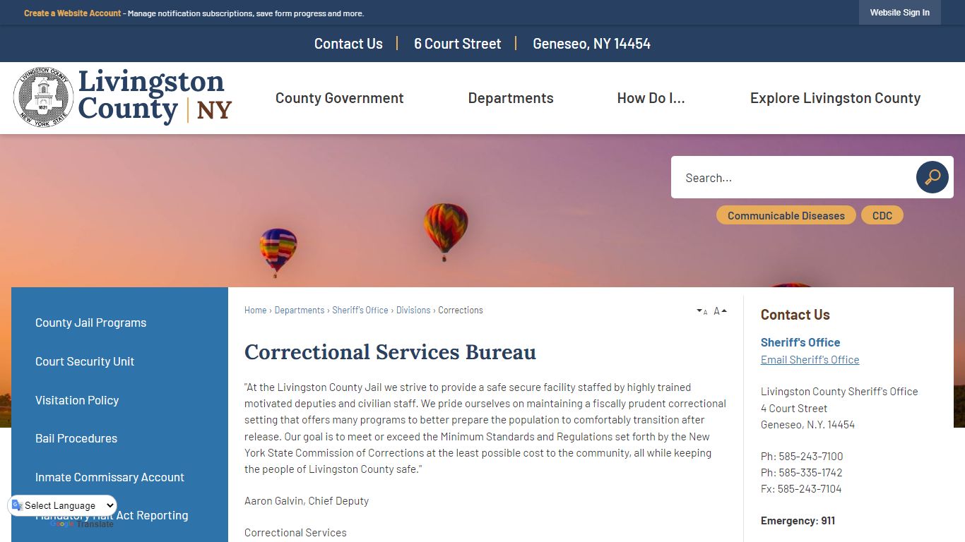 Correctional Services Bureau | Livingston County, NY - Official Website