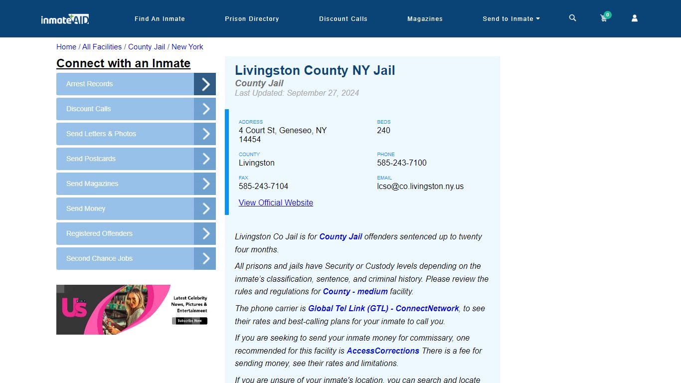 Livingston County NY Jail - Inmate Locator