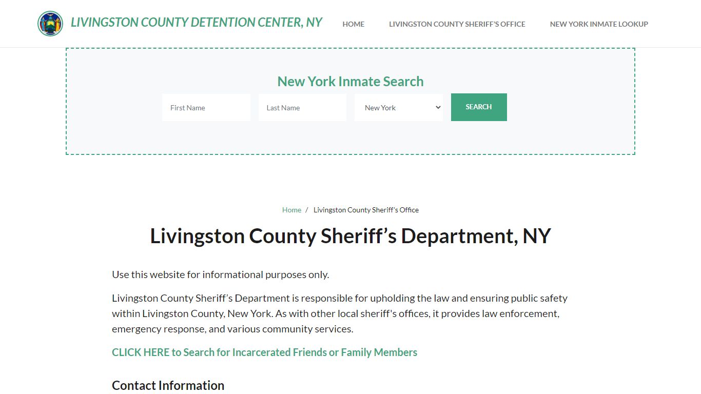 Livingston County Sheriff Department, NY Arrests, Warrant Lookup